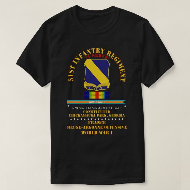 Camiseta 51.º Regimiento de Infantería que sirvo para la Pr (Diseño del anverso)