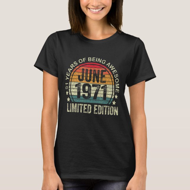 Camiseta 51 años Junio de 1971 51º cumpleaños (Anverso)