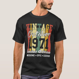 Camiseta 51 años Vintage Octubre 1971 Edición limitada