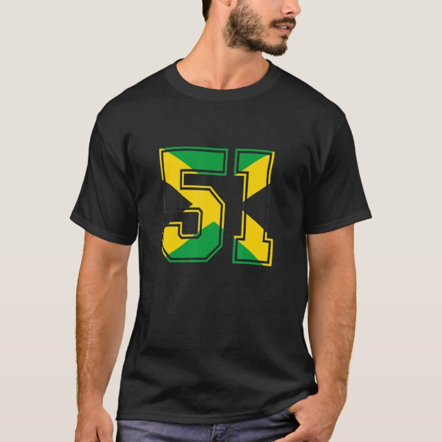 Camiseta 51° cumpleaños jamaiquino 51 años de edad número 5 (Anverso)