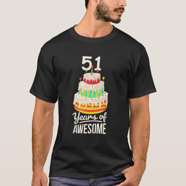 Camiseta 51 Years Of Awesome Funny 51St Birthday Cake For A (Anverso)