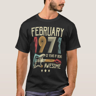 Camiseta 52º cumpleaños Guitarra retro febrero 1971 52 años