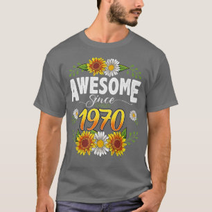 Camiseta 52.º cumpleaños increíble desde 1970 Floral Thanks