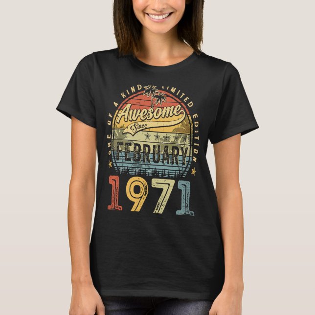 Camiseta 52.º cumpleaños increíble desde febrero de 1971 52 (Anverso)
