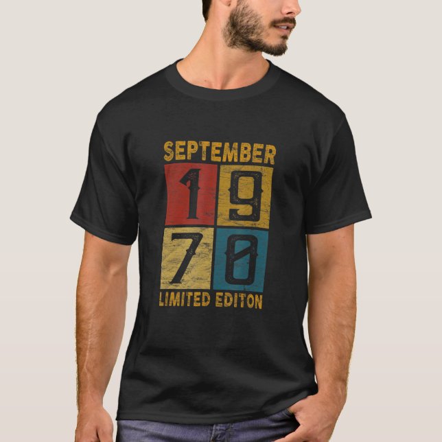Camiseta 52.º Cumpleaños Septiembre 1970 Nacido En 1970 52  (Anverso)