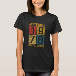 Camiseta 52.º Cumpleaños Septiembre 1970 Nacido En 1970 52 