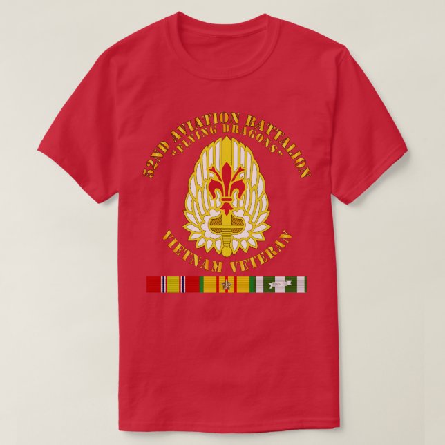 Camiseta 52.º Vn Bn Dragones Voladores Vietnam Vet con VN S (Diseño del anverso)