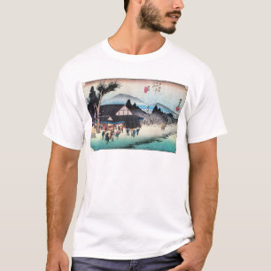 Camiseta 52. 石 部 宿, 広 Ishibe-juku, Hiroshige, Ukiyo-e