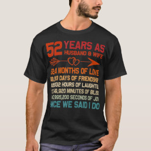 Camiseta 52 Años como Esposo y Esposa Regalo de Aniversario