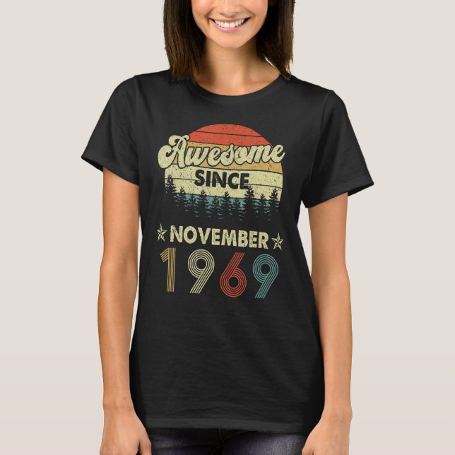 Camiseta 53.º cumpleaños increíble desde noviembre de 1969  (Anverso)