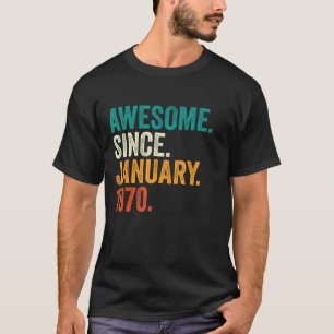 Camiseta 53 años de edad asombrosa desde enero de 1970 53ᵉʳ