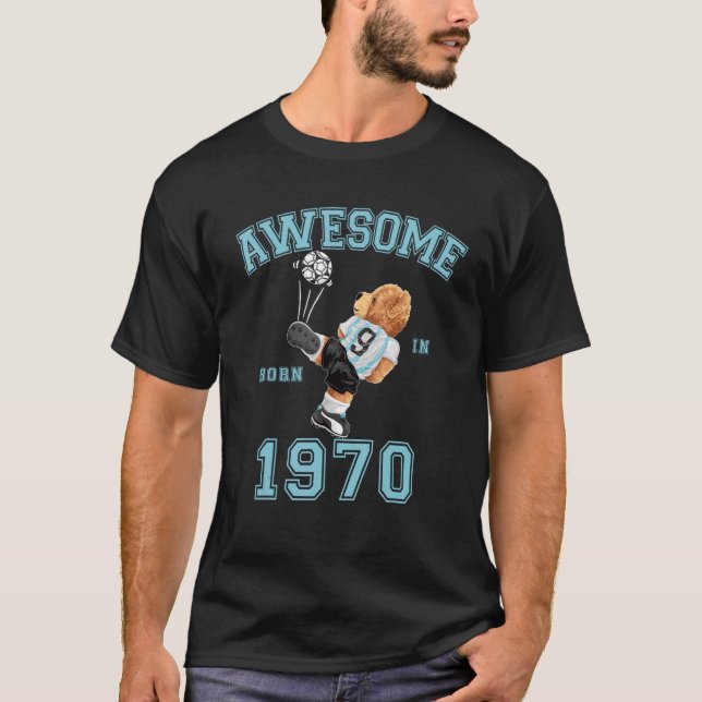Camiseta 53 Años Mujeres 1970 Fútbol asombroso de peluche (Anverso)