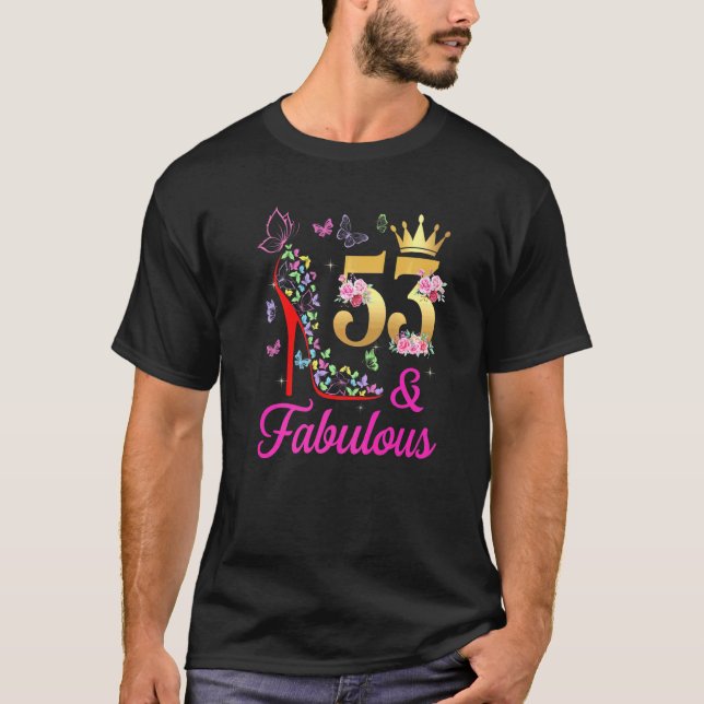 Camiseta 53 y fabulosas mariposas de 53 años de edad 53 de  (Anverso)