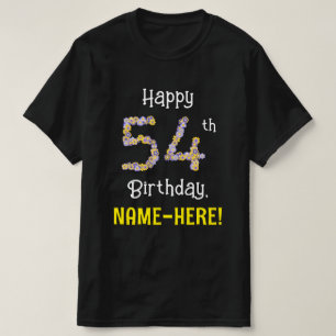 Camiseta 54º cumpleaños: Flores florales número "54" + nomb