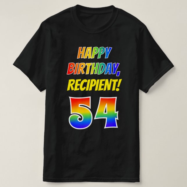 Camiseta 54º cumpleaños — Negrita, diversión, arcoiris 54,  (Diseño del anverso)