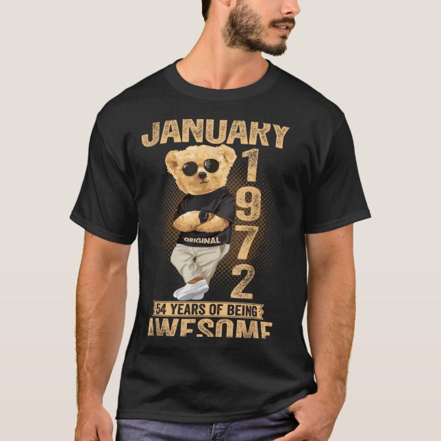 Camiseta 54 Year Old January 1972 Teddy Bear 54th Birthday  (Anverso)