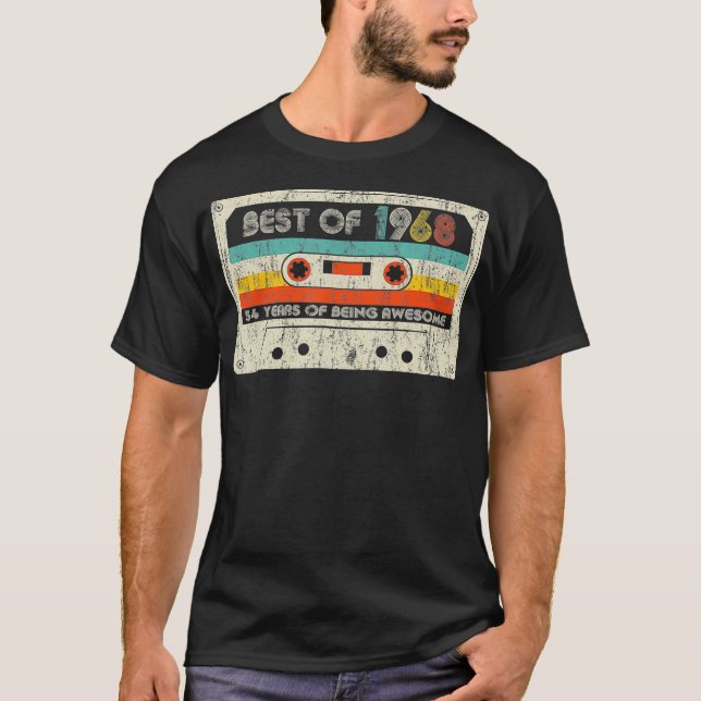 Camiseta 54th Birthday Gifts Best Of 1968 Cassette Tape Ret (Anverso)
