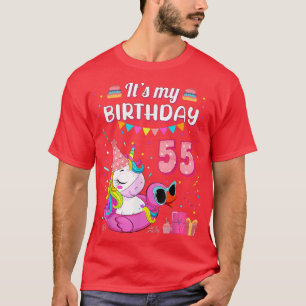 Camiseta 55º cumpleaños Unicornio Piscina Pato 55 mujeres