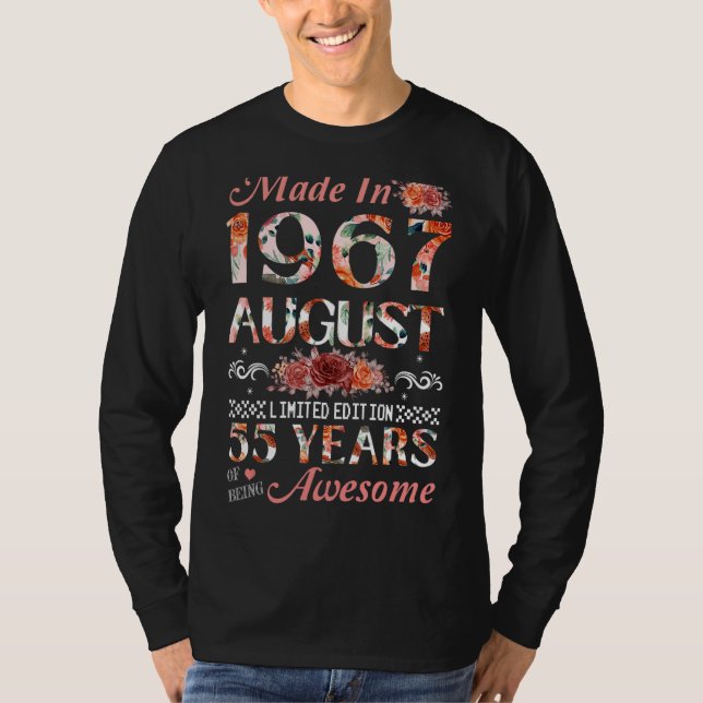 Camiseta 55.ª Flores De Cumpleaños Para Las Mujeres Nacidas (Anverso)