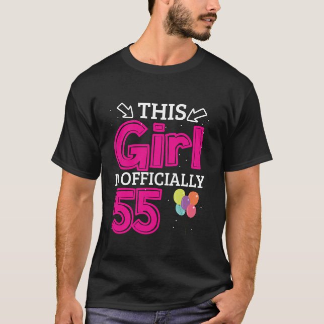 Camiseta 55.º cumpleaños Este Chica es oficialmente de 55 a (Anverso)