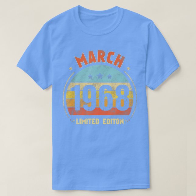 Camiseta 55.º cumpleaños increíble desde marzo de 1968 Retr (Diseño del anverso)