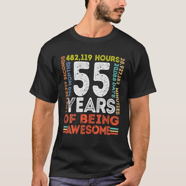 Camiseta 55.º cumpleaños increíble Retro de cosecha de 55 a (Anverso)