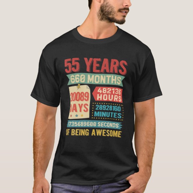 Camiseta 55 Años De Edad Decoraciones De Cumpleaños Bda (Anverso)