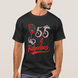 Camiseta 55 Y Fabulosa Reina Feliz Cumpleaños 25.º Rojo Ros