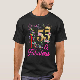 Camiseta 55 y fabulosas mariposas de 55 años de edad 55º cu