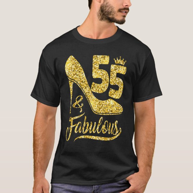 Camiseta 55 y fabuloso 55 años de edad 55 años de altura aq (Anverso)