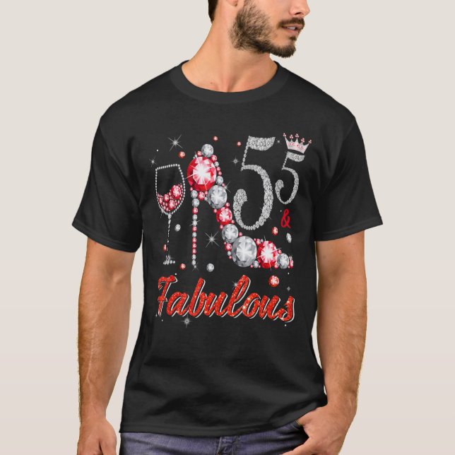 Camiseta 55 Y Fabulosos Talones De Diamante Felices 55 Años (Anverso)