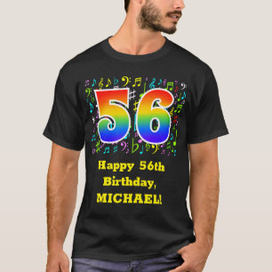 Camiseta 56º cumpleaños: Símbolos musicales coloridos, arco