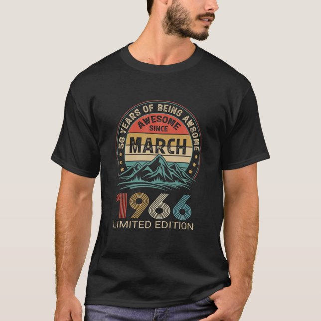 Camiseta 56 Años De Edad Increíble Desde Marzo De 1966 (Anverso)