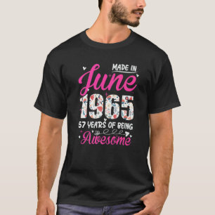 Camiseta 57.º cumpleaños increíble desde junio de 1965 Flor