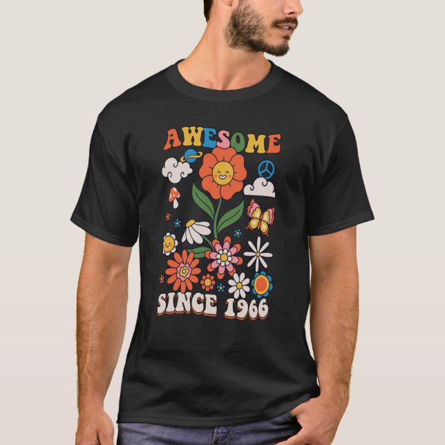 Camiseta 57 años de edad increíble desde 1966 Groovy Retro  (Anverso)