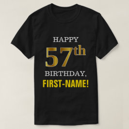 Camiseta 57.o cumpleaños del oro intrépido, negro, falso
