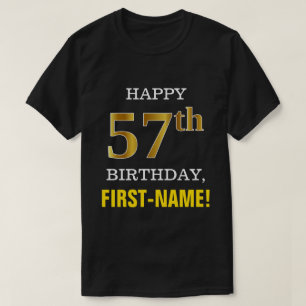 Camiseta 57.o cumpleaños del oro intrépido, negro, falso
