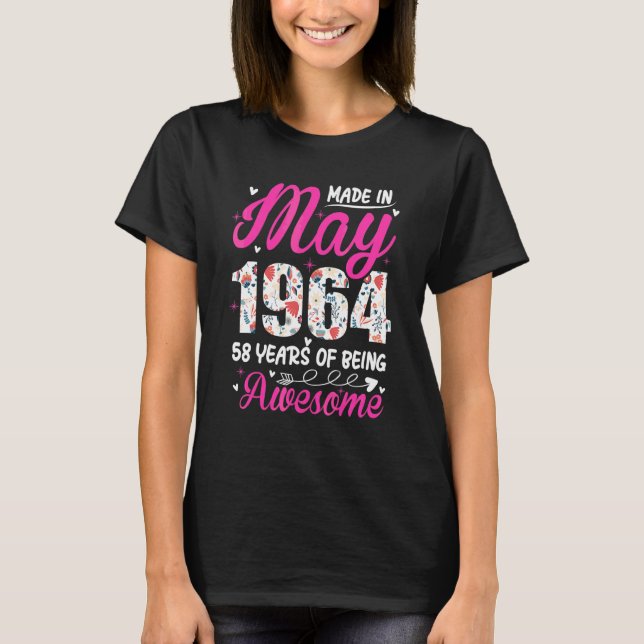 Camiseta 58.º cumpleaños increíble desde mayo de 1964 Flora (Anverso)