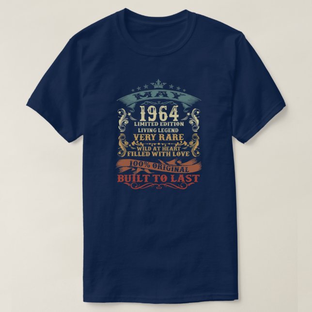 Camiseta 58.º regalo de cumpleaños 1964 años de antigüedad  (Diseño del anverso)