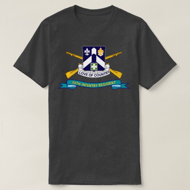 Camiseta 58.º Regimiento de Infantería DUI w Br Ribbon X (Diseño del anverso)