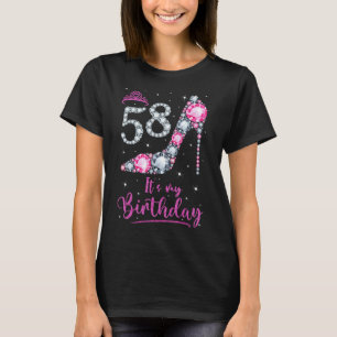 Camiseta 58 Es mi cumpleaños tacón rosado 58 cumpleaños G