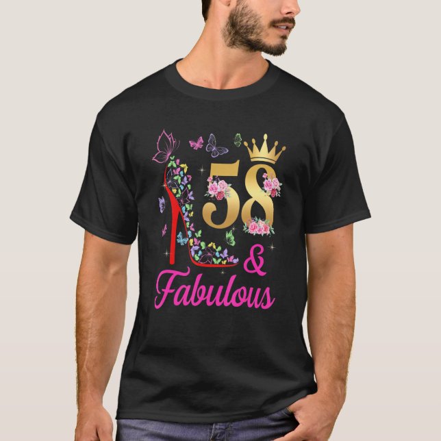 Camiseta 58 y fabulosas mariposas de 58 años de edad 58º cu (Anverso)