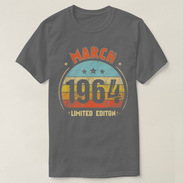 Camiseta 59.º cumpleaños increíble desde marzo de 1964 Retr (Diseño del anverso)