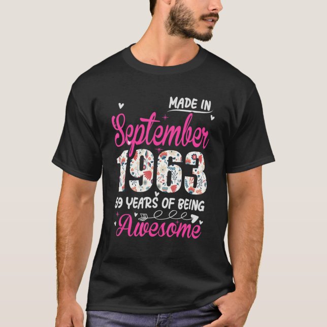 Camiseta 59.º cumpleaños increíble desde septiembre de 1963 (Anverso)