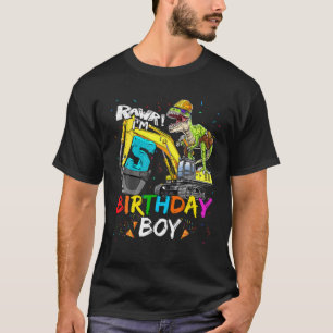 Camiseta 5.ª Excavadora De Nacimientos Dinosaurios De 5 Año