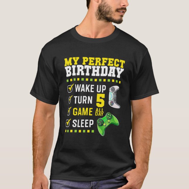 Camiseta 5.ª Fiesta De Cumpleaños Perfecta Para Jugadores D (Anverso)