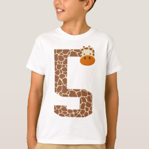 Camiseta 5.ª jirafa animal de cumpleaños niños de 5 años