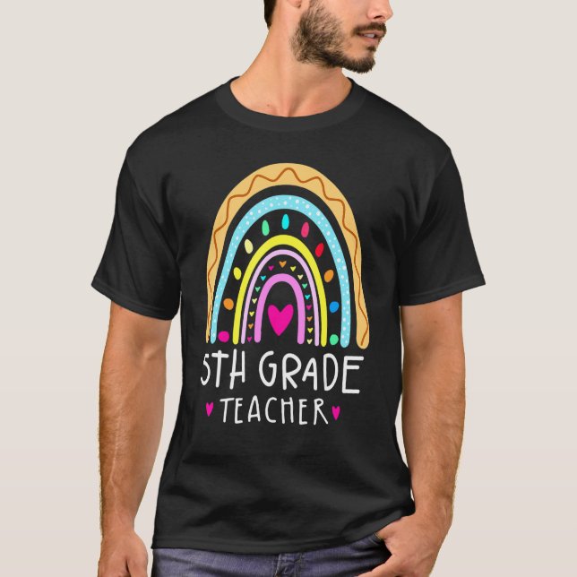 Camiseta 5.ª Maestra Leopardo Arcoiris Primer Día De Sch (Anverso)