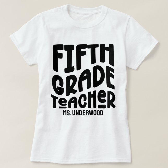 Camiseta 5.ª Maestra Personalizado Blanco Simple (Diseño del anverso)