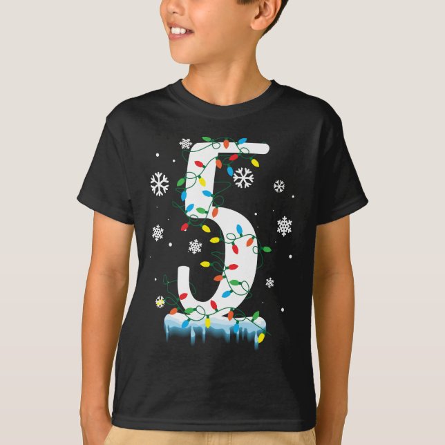 Camiseta 5.ª Navidad de cumpleaños Snowflake Niños de 5 año (Anverso)